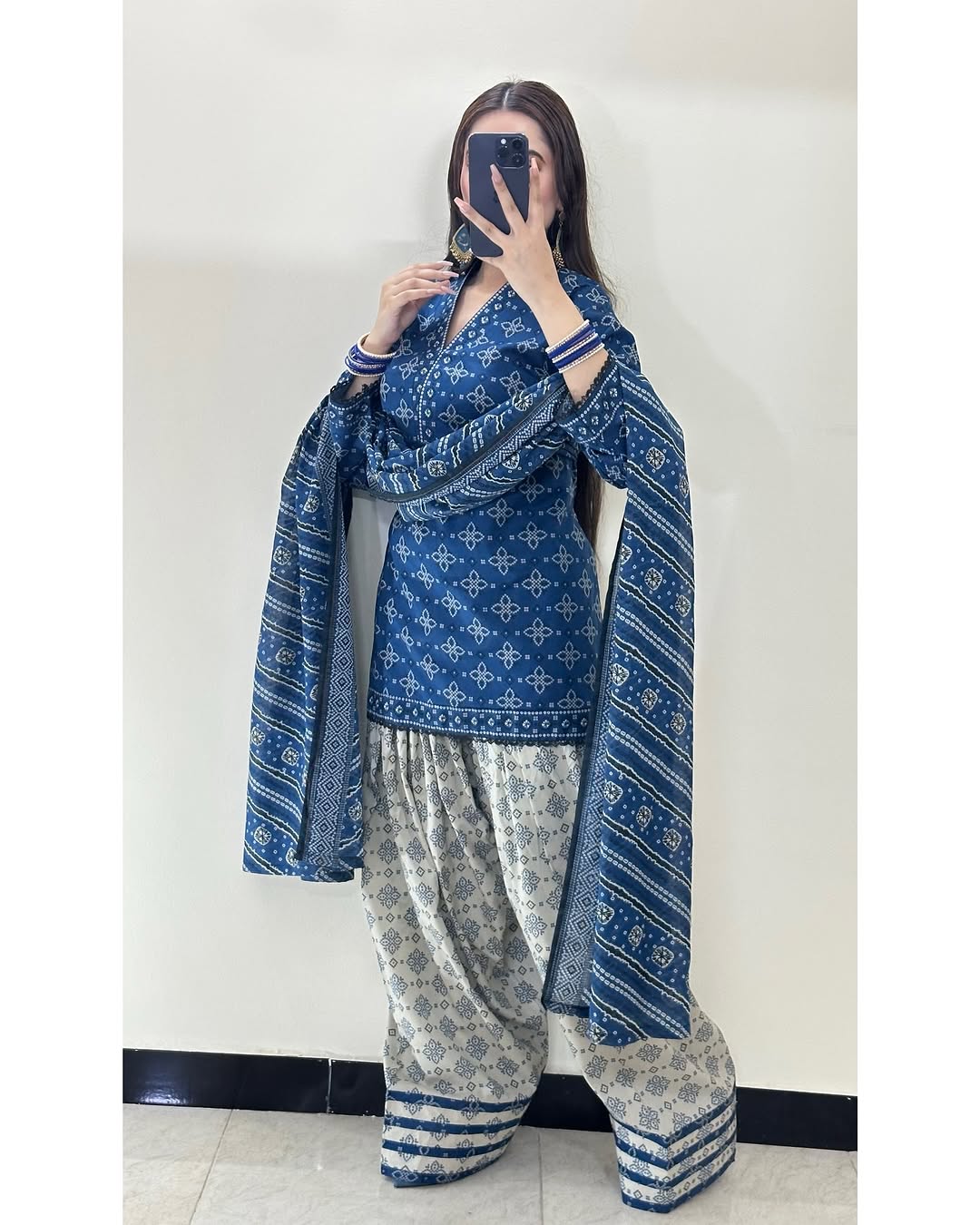 Ajrak Blue (Farshi Shlwar) Digital 3 PCs