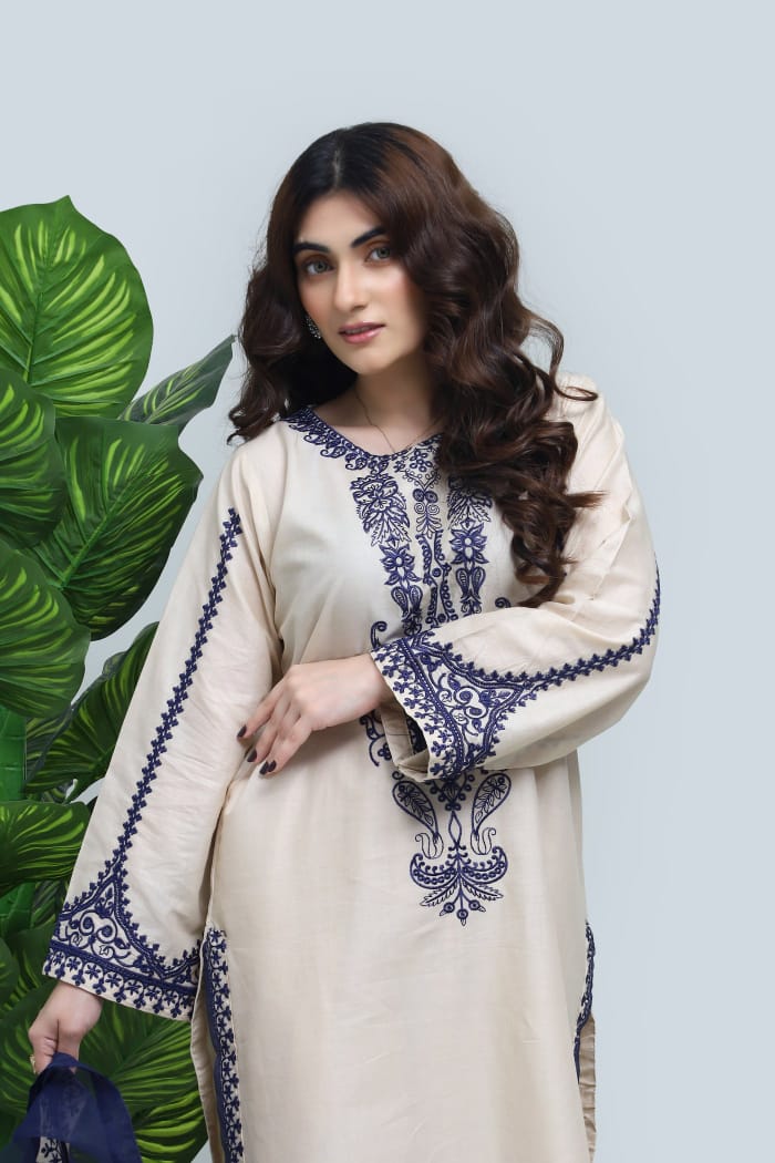 Ivory Elegance – 3 Piece Embroidered Linen
