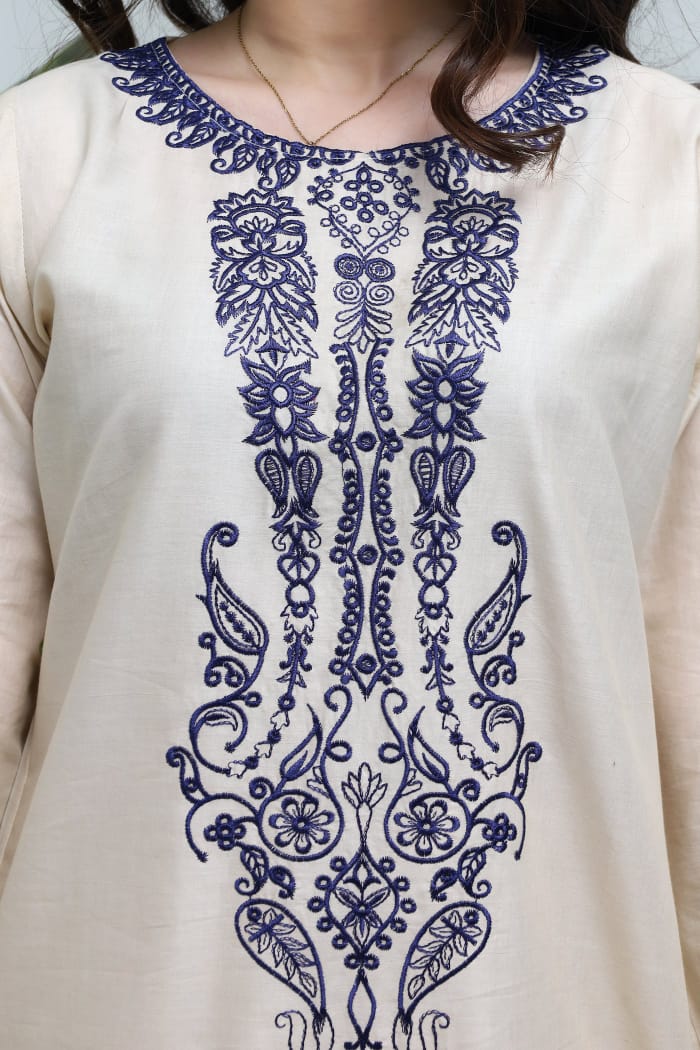 Ivory Elegance – 3 Piece Embroidered Linen