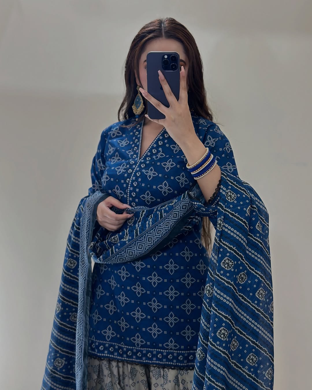 Ajrak Blue (Farshi Shlwar) Digital 3 PCs